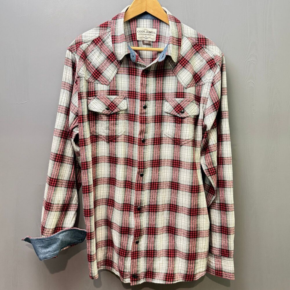 Cody James Men’s Western Flannel Shirt XL Snap Front Plaid Long Sleeve Cowboy